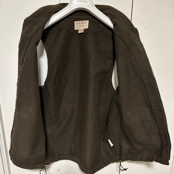 Filson Vest Liner Brown Full Zip Moleskin Hunting Casual Made in USA - Large - Picture 3 of 9